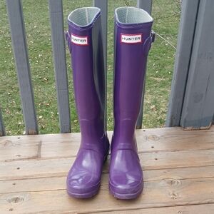 Hunter Purple Tall Gloss Rain Boots